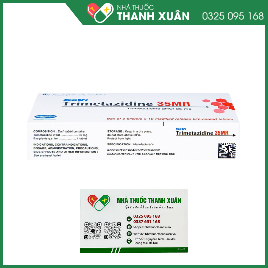 Savi Trimetazidine 35MR điều trị đau thắt ngực ổn định